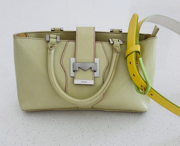 Mondani Handbags - Mondani Soft Green Leather Tote and complimentary color Yellow Belt